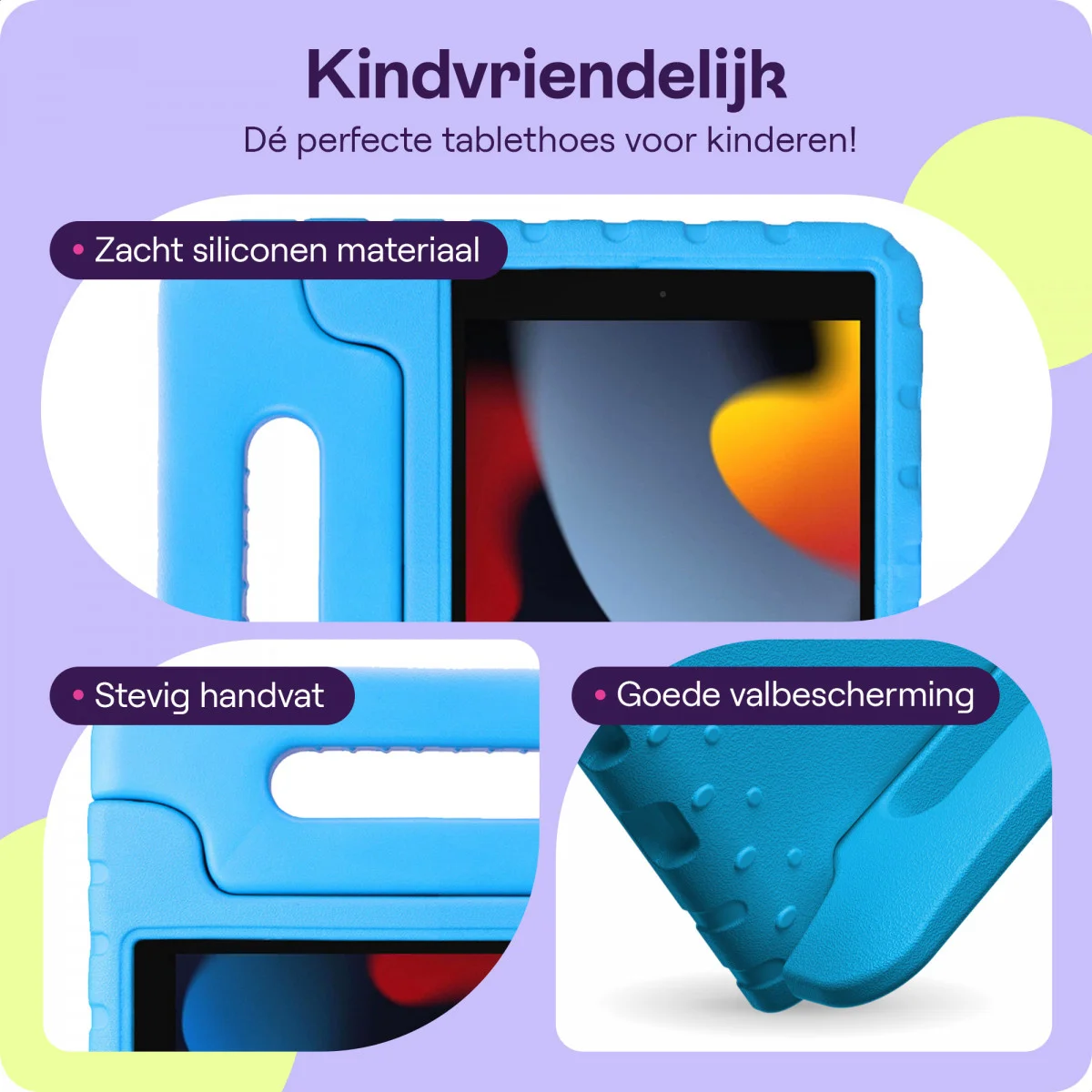 HappyCase iPad 11 (2025) /10.9 (2022) Kindertablethoes met Handvat Blauw afbeelding 4