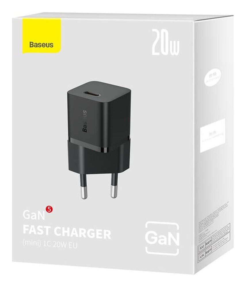 Baseus GaN5 20W Compacte Fast Charger USB-C Zwart afbeelding 12