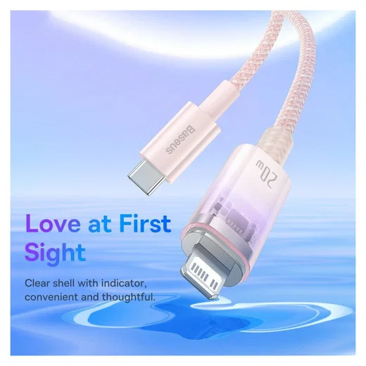 Baseus Explorer USB-C naar Apple Lightning Kabel PD 20W Roze 2 Meter afbeelding 6