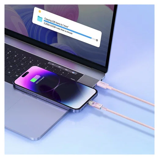 Baseus Explorer USB-C naar Apple Lightning Kabel PD 20W Roze 2 Meter afbeelding 9