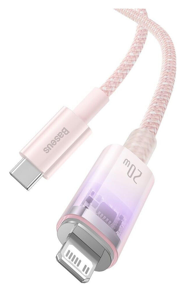 Baseus Explorer USB-C naar Apple Lightning Kabel PD 20W Roze 2 Meter afbeelding 2