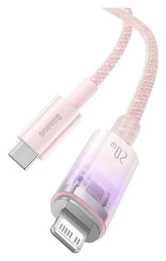Baseus Explorer USB-C naar Apple Lightning Kabel PD 20W Roze 2 Meter afbeelding 2