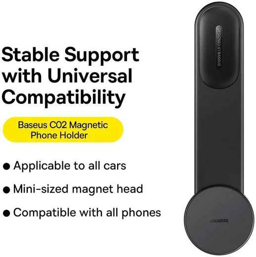 Baseus C02 Magnetische MagSafe Dashboard Telefoonhouder Auto Zwart afbeelding 3