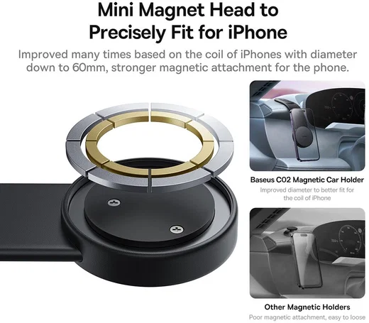 Baseus C02 Magnetische MagSafe Dashboard Telefoonhouder Auto Zwart afbeelding 8