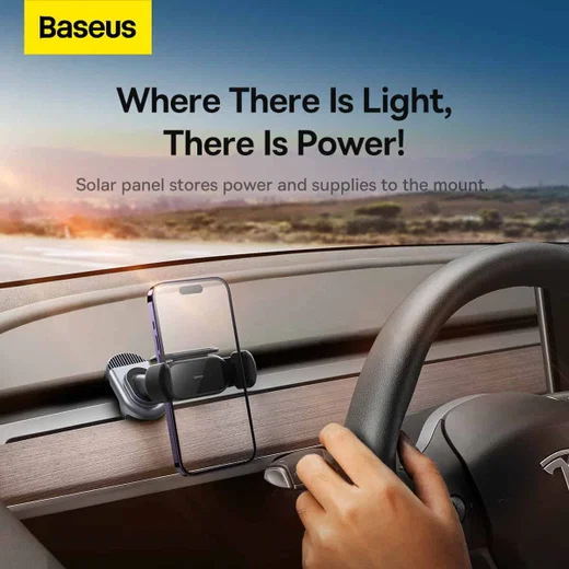 Baseus T-Space Solar Elektrische Telefoon Houder Auto Tesla Model Y/3 afbeelding 5