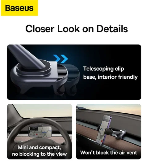 Baseus T-Space Solar Elektrische Telefoon Houder Auto Tesla Model Y/3 afbeelding 7