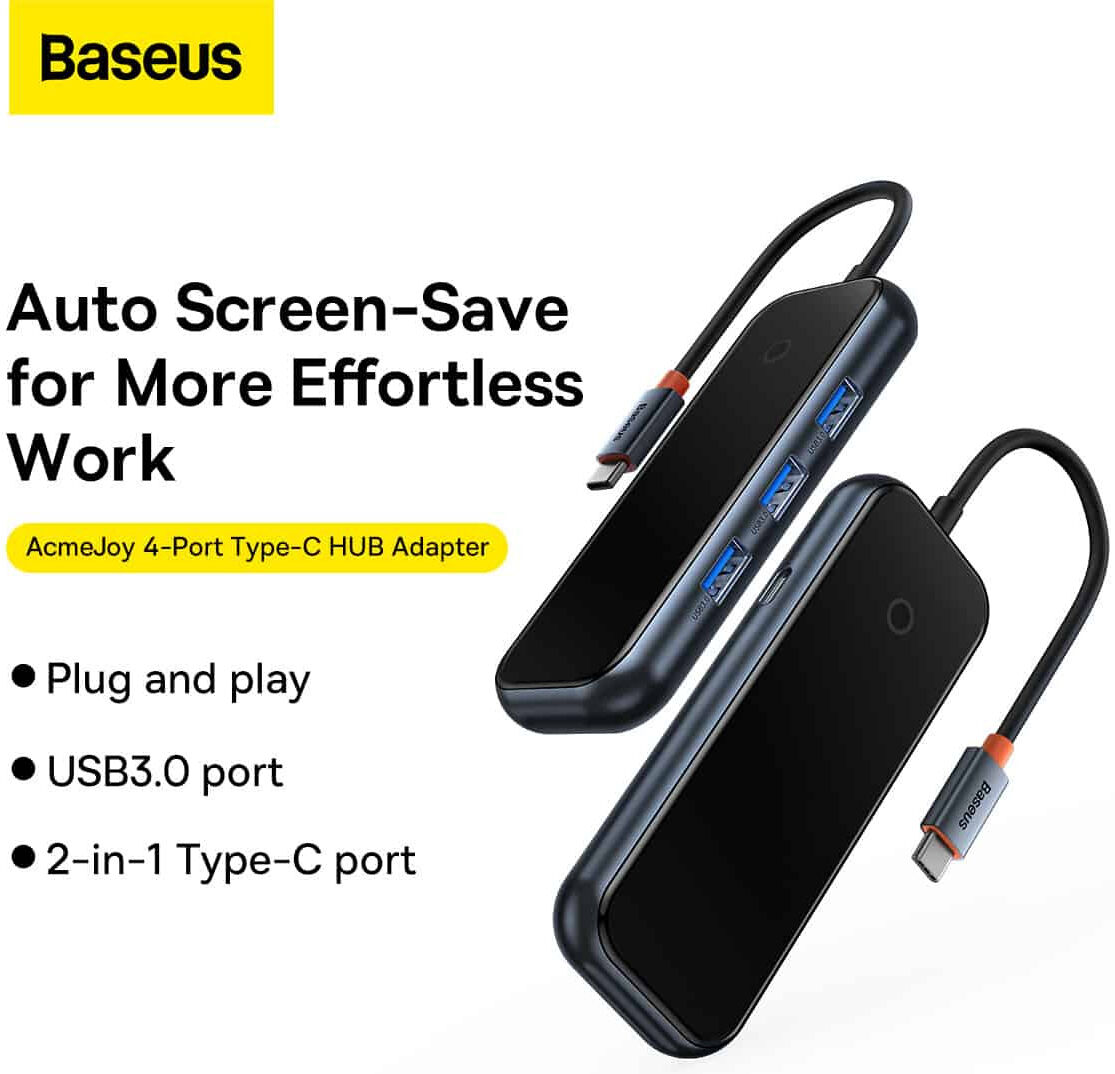 Baseus 100W USB-C naar USB 3.0/USB-C Hub met Power Delivery Grijs afbeelding 3