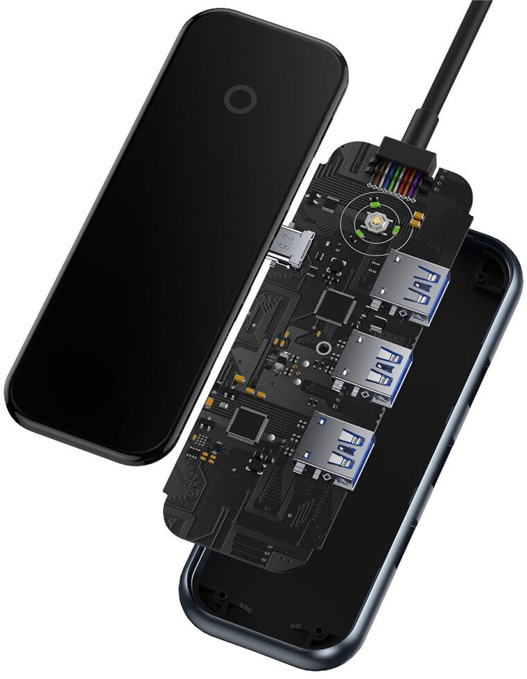 Baseus 100W USB-C naar USB 3.0/USB-C Hub met Power Delivery Grijs afbeelding 10