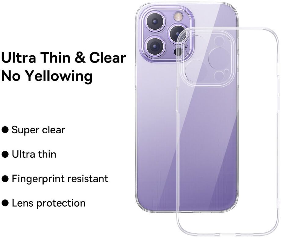 Baseus Apple iPhone 14 Pro Hoesje Ultra Dun Back Cover Transparant afbeelding 3