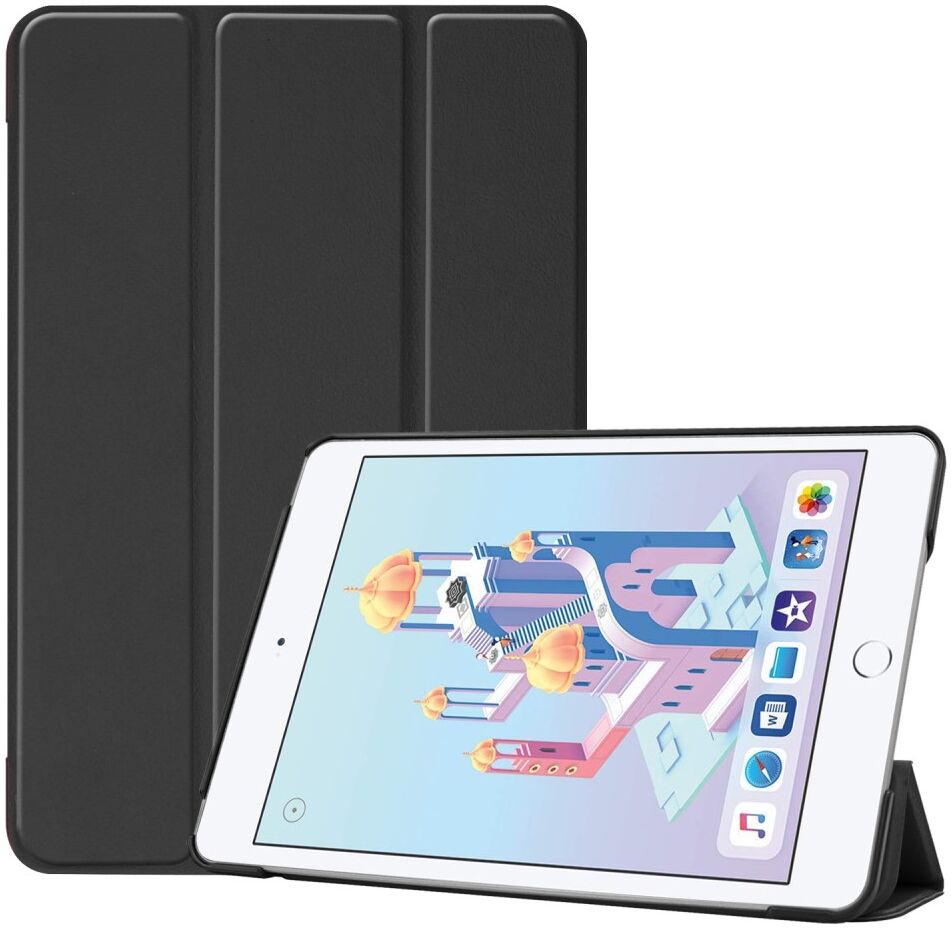 Apple iPad Mini 4 / Mini 5 Hoes Tri-Fold Book Case met Standaard Zwart afbeelding 1