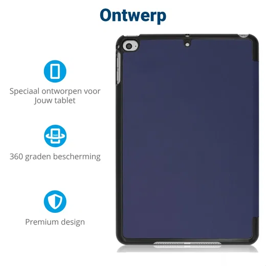 Apple iPad Mini 4 / Mini 5 Hoes Tri-Fold Book Case met Standaard Blauw afbeelding 3