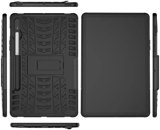 Samsung Galaxy Tab S7/Tab S8 Hoes Robuust Hybride Back Cover Zwart afbeelding 9
