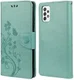 Samsung Galaxy A53 Hoesje Vlinder Bloem Book Case Pasjeshouder Groen afbeelding 1