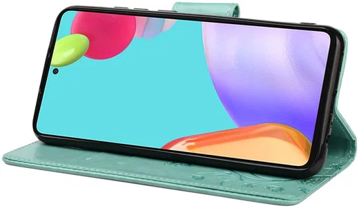 Samsung Galaxy A53 Hoesje Vlinder Bloem Book Case Pasjeshouder Groen afbeelding 3