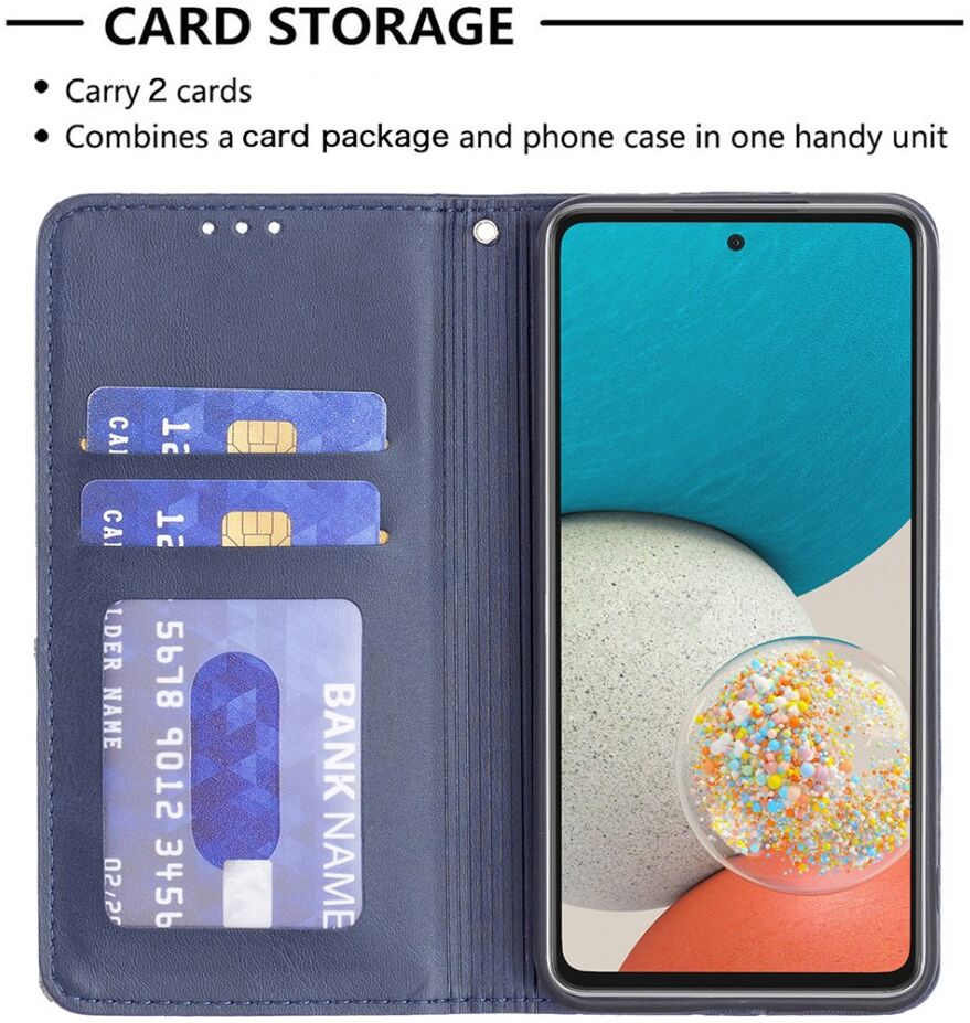 Samsung Galaxy A53 Hoesje Portemonnee Book Case Geometrie Design Blauw afbeelding 3