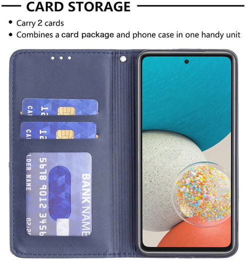 Samsung Galaxy A53 Hoesje Portemonnee Book Case Geometrie Design Blauw afbeelding 3