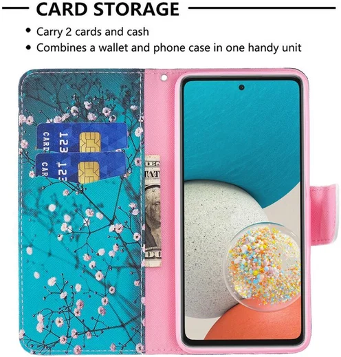 Samsung Galaxy A53 Hoesje Portemonnee Book Case Bloesem Print afbeelding 5