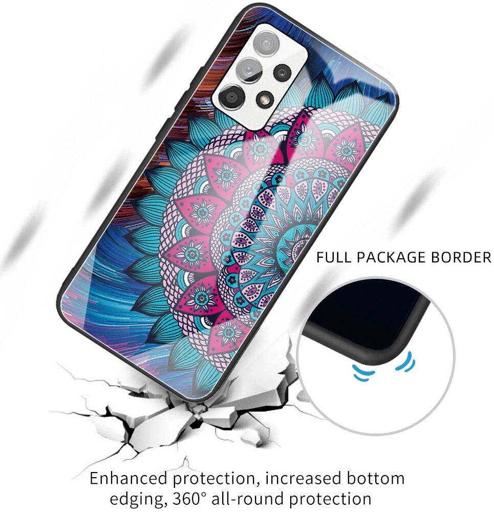 Samsung Galaxy A53 Hoesje Tempered Glass Back Cover Mandala Print afbeelding 2