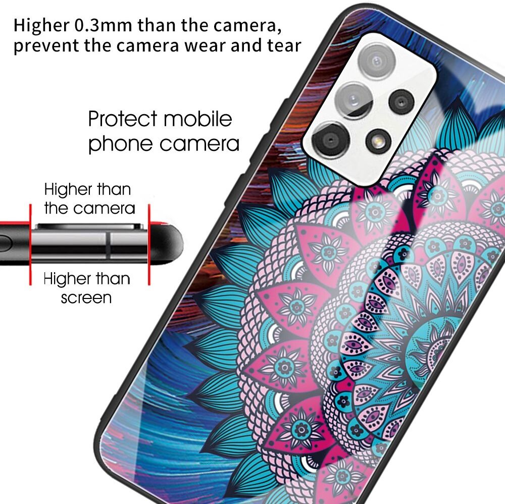 Samsung Galaxy A53 Hoesje Tempered Glass Back Cover Mandala Print afbeelding 4