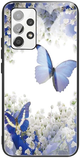 Samsung Galaxy A53 Hoesje Tempered Glass Back Cover Vlinder Print afbeelding 1