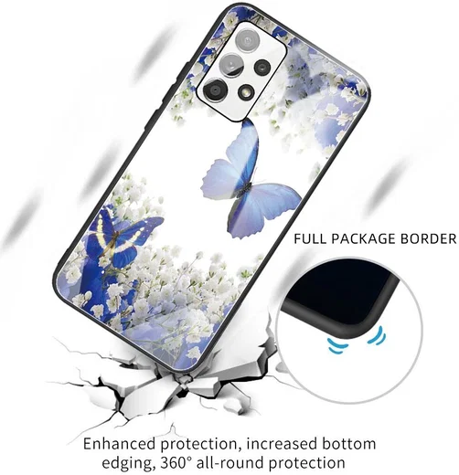 Samsung Galaxy A53 Hoesje Tempered Glass Back Cover Vlinder Print afbeelding 2