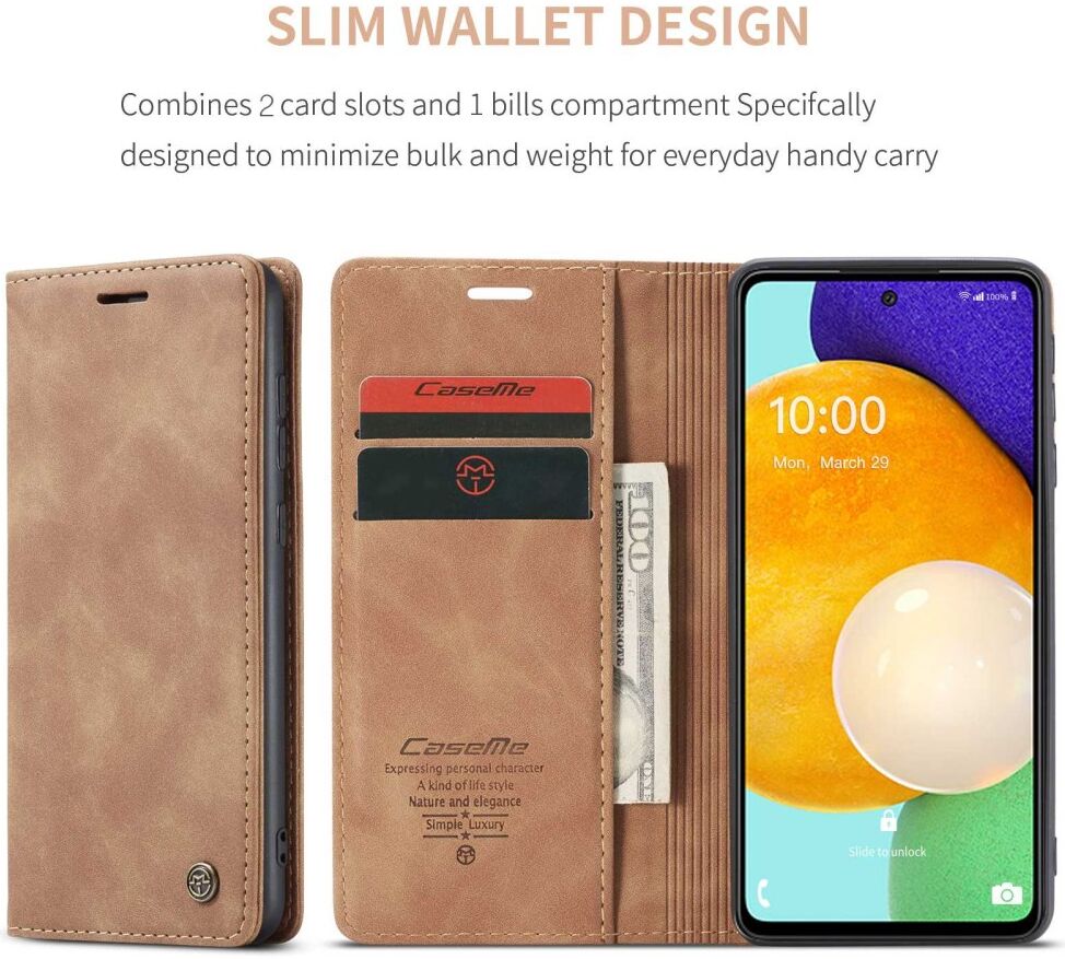 CaseMe 013 Samsung Galaxy A53 Hoesje Book Case met Pasjeshouder Bruin afbeelding 4