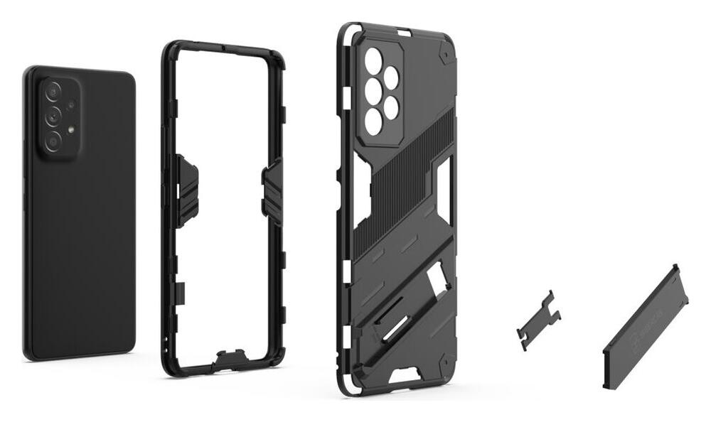 Samsung Galaxy A53 Hoesje Shockproof Kickstand Back Cover Zwart afbeelding 5