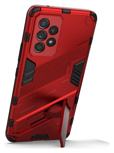 Samsung Galaxy A53 Hoesje Shockproof Kickstand Back Cover Rood afbeelding 3