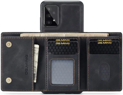 DG Ming Samsung Galaxy A53 Hoesje met Magnetische Kaarthouder Zwart afbeelding 2
