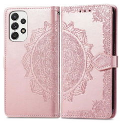 Samsung Galaxy A53 Hoesje Mandala Book Case met Pasjeshouder Roze afbeelding