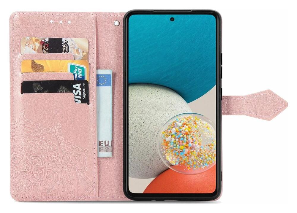 Samsung Galaxy A53 Hoesje Mandala Book Case met Pasjeshouder Roze afbeelding 2
