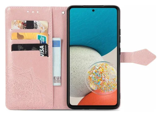 Samsung Galaxy A53 Hoesje Mandala Book Case met Pasjeshouder Roze afbeelding 2