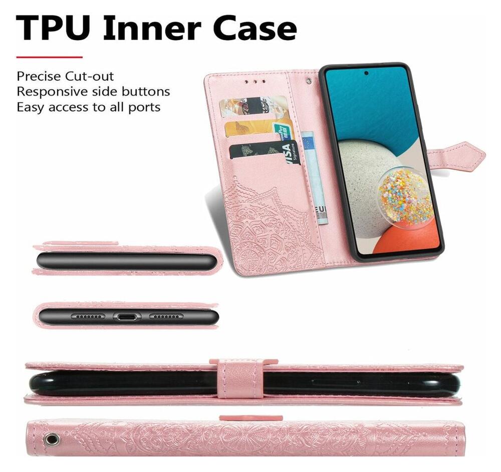 Samsung Galaxy A53 Hoesje Mandala Book Case met Pasjeshouder Roze afbeelding 4