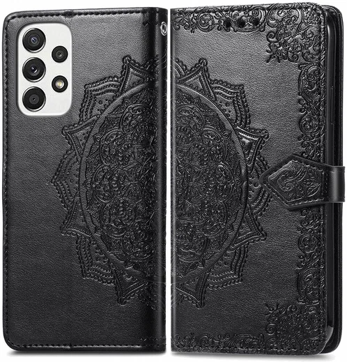 Samsung Galaxy A53 Hoesje Mandala Book Case met Pasjeshouder Zwart afbeelding 1