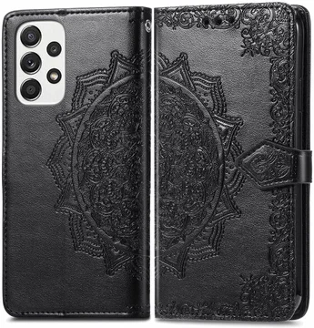 Samsung Galaxy A53 Hoesje Mandala Book Case met Pasjeshouder Zwart