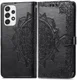 Samsung Galaxy A53 Hoesje Mandala Book Case met Pasjeshouder Zwart