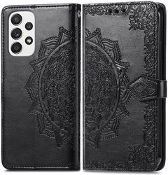 Samsung Galaxy A53 Hoesje Mandala Book Case met Pasjeshouder Zwart afbeelding