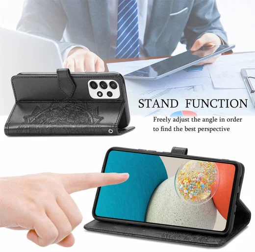 Samsung Galaxy A53 Hoesje Mandala Book Case met Pasjeshouder Zwart afbeelding 6