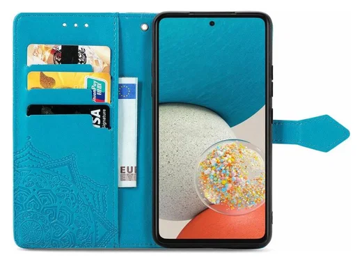 Samsung Galaxy A53 Hoesje Mandala Book Case met Pasjeshouder Blauw afbeelding 2