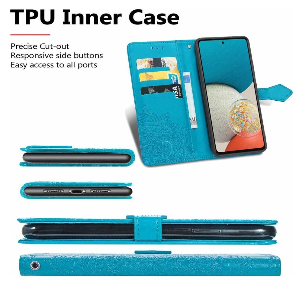 Samsung Galaxy A53 Hoesje Mandala Book Case met Pasjeshouder Blauw afbeelding 3