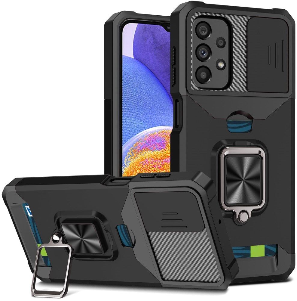 Samsung Galaxy A23 Hoesje met Camera Slider en Kickstand Ring Zwart afbeelding 1
