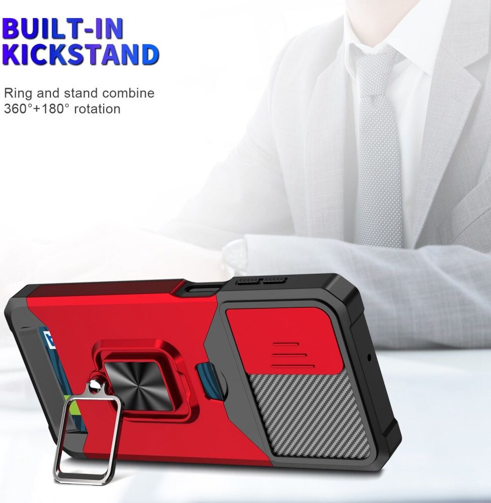 Samsung Galaxy A23 Hoesje met Camera Slider en Kickstand Ring Zwart afbeelding 3