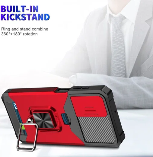 Samsung Galaxy A23 Hoesje met Camera Slider en Kickstand Ring Zwart afbeelding 3