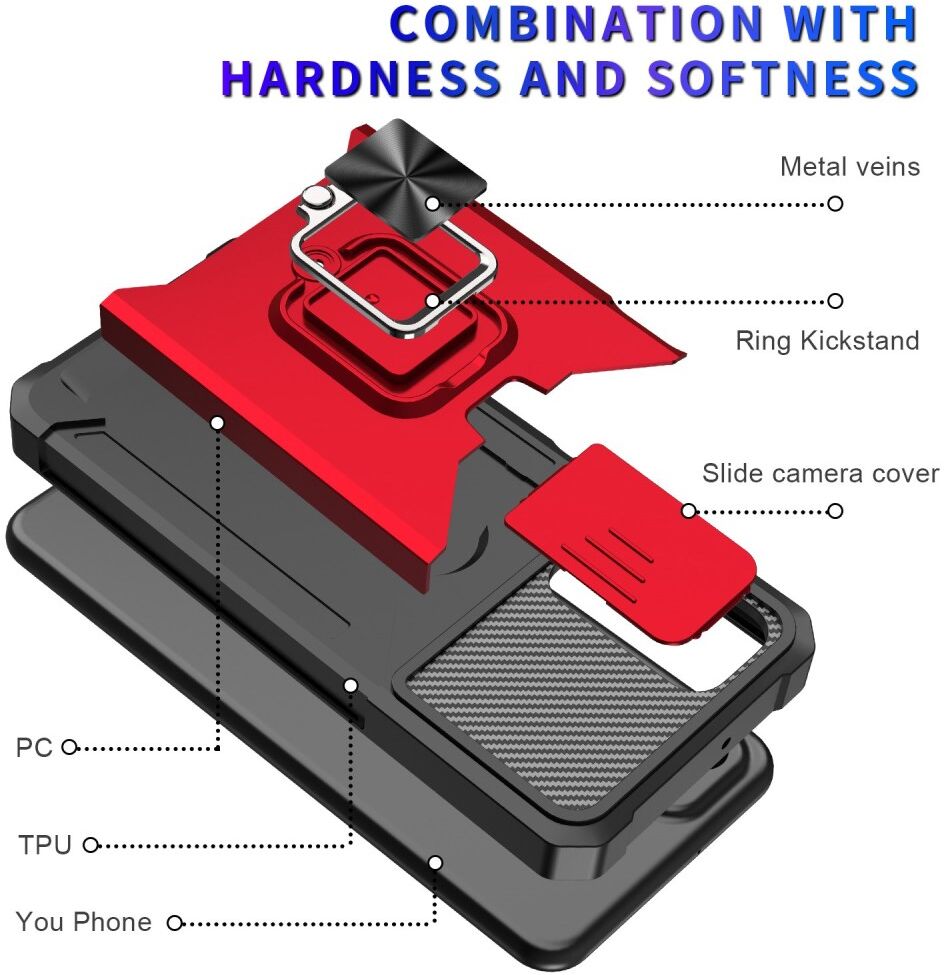 Samsung Galaxy A23 Hoesje met Camera Slider en Kickstand Ring Zwart afbeelding 4