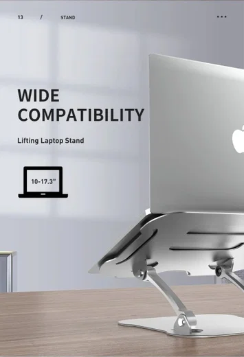 R-JUST Opvouwbare Standaard voor Laptop/MacBook 10 tot 17.3 Inch Grijs afbeelding 3