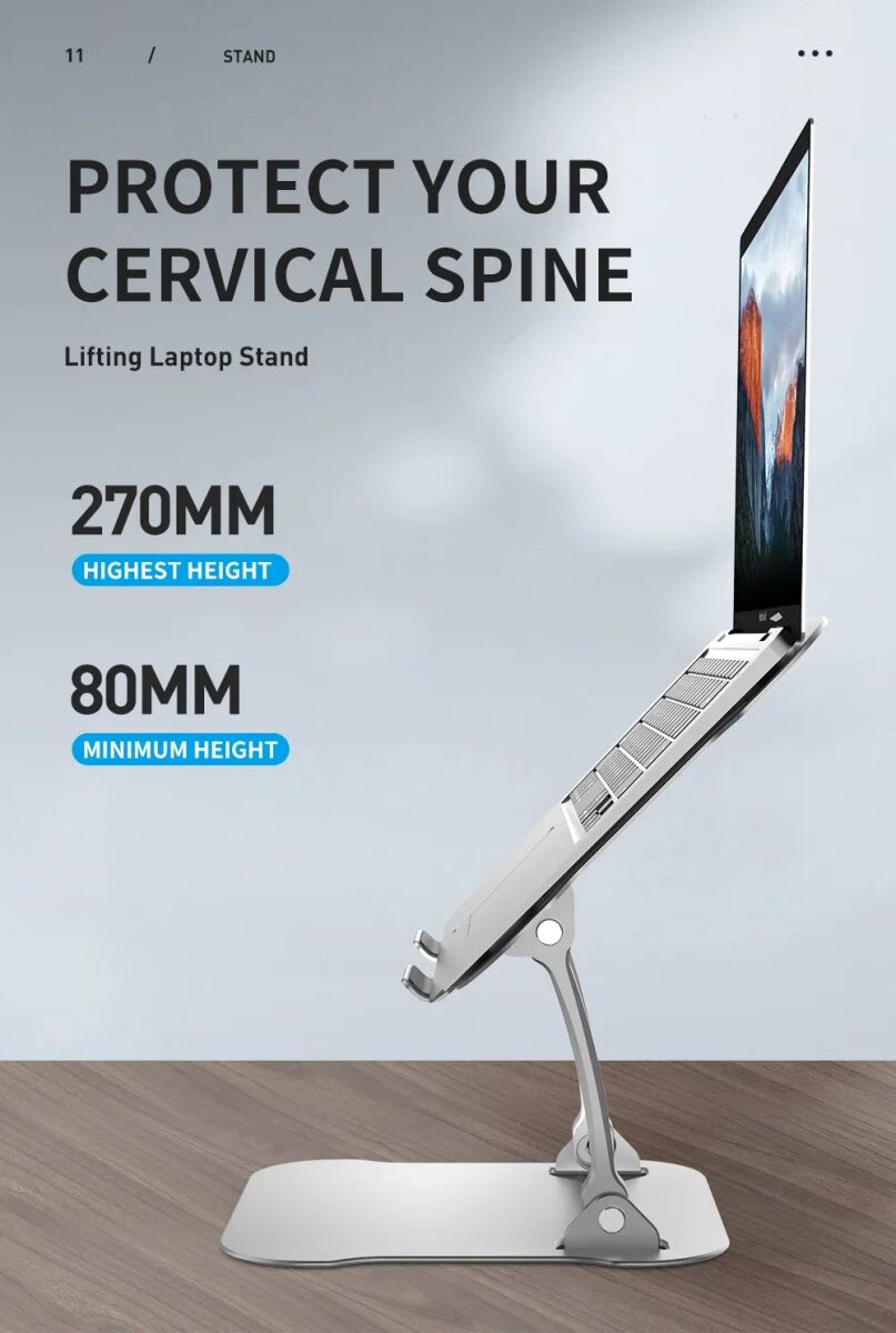 R-JUST Opvouwbare Standaard voor Laptop/MacBook 10 tot 17.3 Inch Grijs afbeelding 5