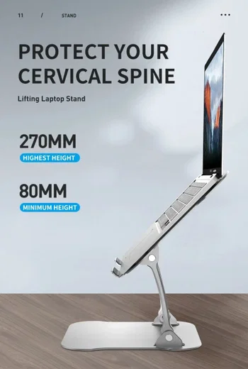 R-JUST Opvouwbare Standaard voor Laptop/MacBook 10 tot 17.3 Inch Grijs afbeelding 5