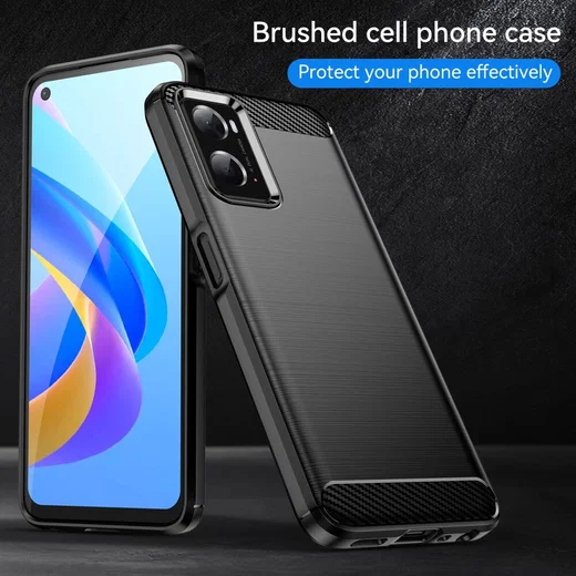Realme 9i/Oppo A76/A96 Hoesje Geborsteld TPU Flexibele Zwart afbeelding 2