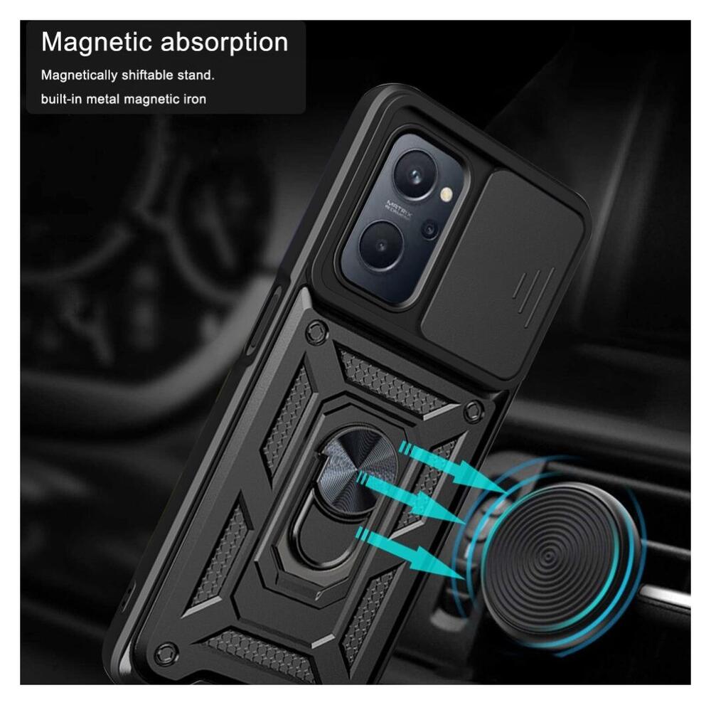 Realme 9i/Oppo A76/A96 Hoesje Camera Slider en Kickstand Ring Blauw afbeelding 3