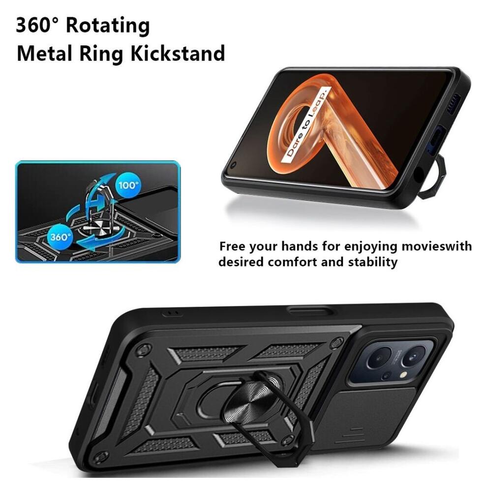 Realme 9i/Oppo A76/A96 Hoesje Camera Slider en Kickstand Ring Blauw afbeelding 5